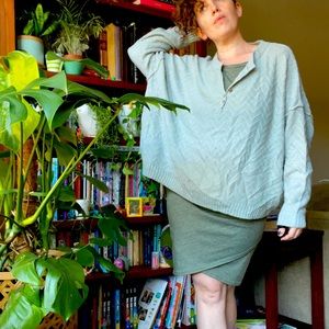 Listicle oversized sage green Henley sweater